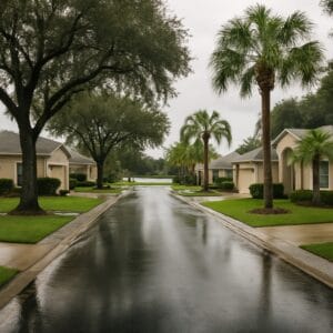 Florida suburb with street flooding - Florida Flood Insurance