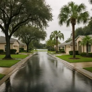 Florida suburb with street flooding - Florida Flood Insurance