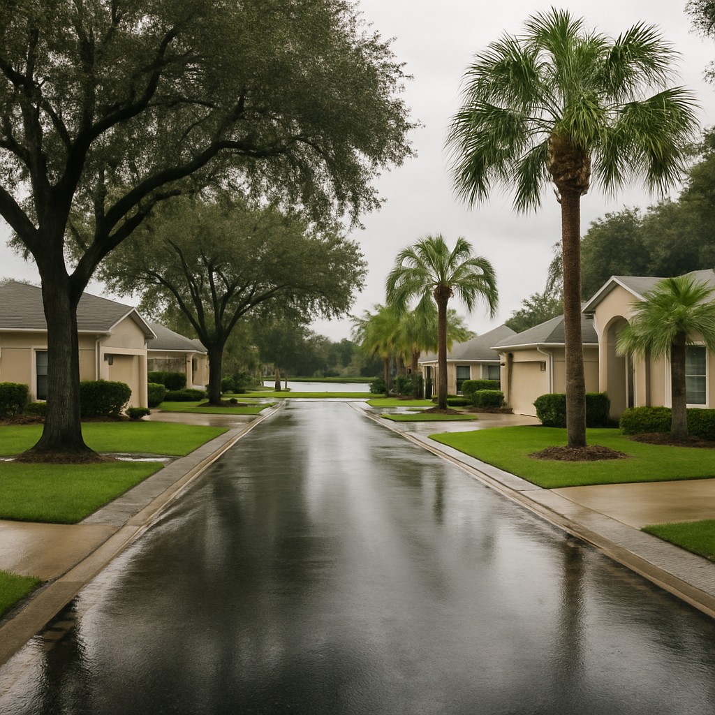 Florida suburb with street flooding - Florida flood insurance