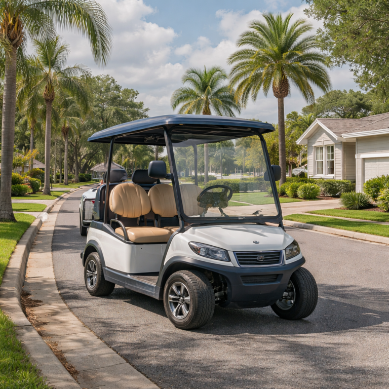 Golf cart in a suburban Florida neighborhood - Think Safe Insurance