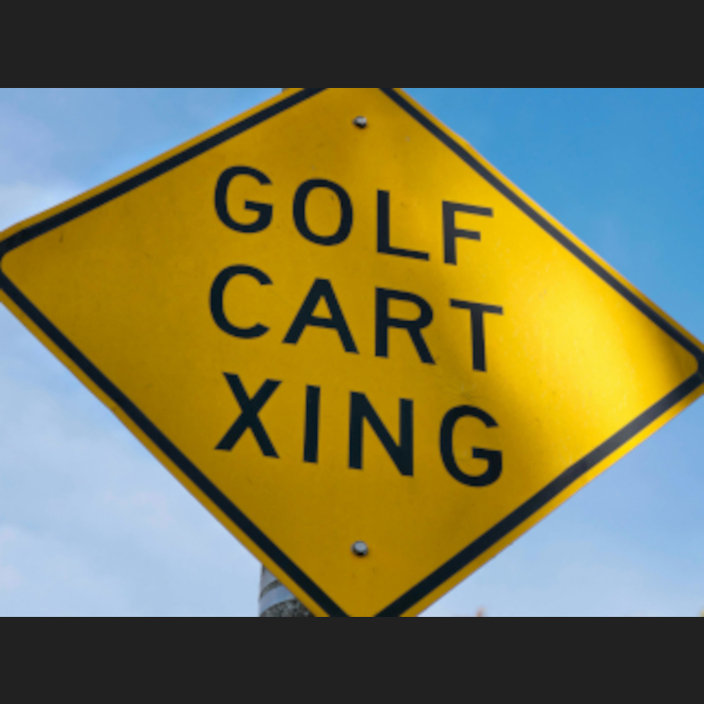 Golf Cart Crossing sign for golf cart insurance and LSV insurance